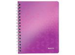Collegeblock Leitz WOW, DIN A5, 80 karierte Blatt, Klarsicht-Tasche, FSC®-zertifiziert, violett