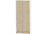 Schäfer Shop Select Schrank SET UP, 6 OH, abschließbar, B 800 x T 420 x H 2240 mm, weiß/Wildeiche