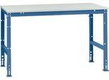 Manuflex Arbeitstisch UNIVERSAL Standard, 1500 x 1000 mm, Melamin lichtgrau, brillantblau