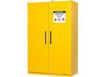 Justrite Sicherheitsschrank EN 90, Auffangwanne, 3 Fachböden, 2-Türen, H 2070 x B 1200 x T 600 mm, gelb