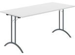 Schäfer Shop Select Klapptisch, Rechteck, Doppel-T-Fußgestell, Spezial-Klappbeschlag & Bodenausgleich, B 1600 x T 700 x H 720 mm, lichtgrau/anthrazit