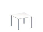 Schäfer Shop Genius Anbautisch MODENA FLEX, höhenverstellbar, Quadrat-Form, 4-Fuß-Quadratrohr, B 1000 x T 1000 mm, weiß