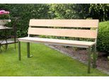 Parkbank, Edelstahl/Garapaholz, mit Rückenlehne, B 1500 x T 300 x H 830 mm
