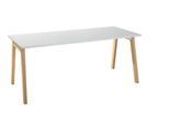 Schäfer Shop Select Schreibtisch Start Off Wood, Rechteck, A-Fuß, B 1800 x T 800 x H 735 mm, lichtgrau/Holzoptik