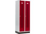 Schäfer Shop Select Kleiderspind, mit gelochten Streifen, 2 Abteile, 400 mm, mit Sockel, Zylinderschloss, Tür rubinrot