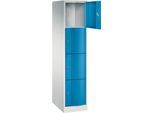C+P Schließfachschrank Resisto, 1 Abteil, 4 Fächer, B 396 x T 640 x H 1950 mm, Lichtgrau/Lichtblau