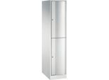 C+P Garderobenspind Resisto, 1 Abteil, 2 Fächer, B 396 x T 640 x H 1950 mm, Lichtgrau/Lichtgrau