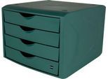 Schubladenbox Helit The Green Chameleon, 4 Schübe mit Auszugssperre, Format A4, stapelbar, grün