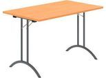 Schäfer Shop Select Klapptisch, Rechteck, Doppel-T-Fußgestell, Spezial-Klappbeschlag & Bodenausgleich, B 1200 x T 700 x H 720 mm, Buche-Dekor/anthrazit