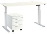 Schäfer Shop Select Komplettset Schreibtisch und Rollcontainer ERGO-T, einstufig höhenverstellbar, Tisch B 1600 mm,