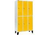 Schäfer Shop Select Kleiderspind, mit 3 x 2 Abteilen, 300 mm, mit Füßen, Zylinderschloss, Tür rapsgelb