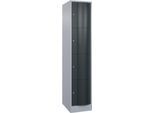 C+P Schließfachschrank Resisto, 1 Abteil, 4 Fächer, B 396 x T 640 x H 1950 mm, Weißalu/Anthrazitgrau