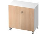 Rollenschrank TOPAS LINE, 2 Ordnerhöhen, Türen abschließbar, weiß/Eiche-Dekor