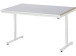 Rau Arbeitstisch Adlatus, elektrisch höhenverstellbar, 25 mm MDF-Platte, Stahlblechbelag, 150 kg, B 1500 x T 1000 x H 720-1120 mm, silber/lichtgrau
