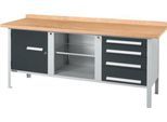 Kastenwerkbank Schäfer Shop Select PW 200-1, Buche Multiplexplatte, bis 750 kg, B 2000 x T 700 x H 840 mm, Anthrazit