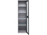 Schäfer Shop Genius Flügeltürenschrank FS, Stahl, Sichtfenster, Lüftungslöcher, B 545 x T 520 x H 1950 mm, 5 OH, Weißalu/Anthrazitgrau, bis 250 kg