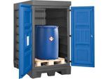 Gefahrstoffdepot asecos, Polyethylen, unterfahrbar, B 1560 x T 1080 x H 1980, für 2 Fässer à 200 l