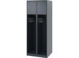 Feuerwehrspind C+P Evolo Youngster, 2 Abteile, ohne Helmhalter, Bodengleiter, B 600 x T 500 x H 1530 mm, RAL 7016 Anthrazitgrau