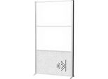 MAUL Stellwandsystem MAULconnecto, 1 x Akustikvlies hell, 2 x Whiteboard, Klettverbindung, Standfuß, H 1800 x B 1000 mm, silber