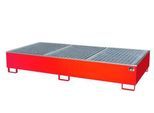 Auffangwanne BAUER AW 1000-2/PE mit Gitterrost, 2x 1000 l IBC, B 2665 x T 1315 x H 440 mm, rot