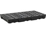 Auffangwanne für Kleingebinde CEMO 10/6, Volumen 33 l, für Regalfachmaß 1000 x 600 mm, mit Gitterrost, mit Zulassung, stapelbar, Polyethylen, schwarz
