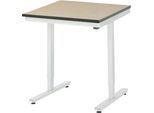 Rau Arbeitstisch Adlatus, elektrisch höhenverstellbar, 22 mm MDF-Platte, bis 150 kg, B 750 x T 800 x H 720-1120 mm, braun/lichtgrau