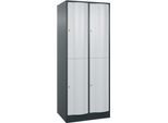 C+P Garderobenspind Resisto, 2 Abteile, 4 Fächer, B 772 x T 640 x H 1950 mm, Anthrazitgrau/Lichtgrau