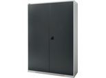 Schäfer Shop Genius Flügeltürenschrank FS, Stahl, mit Belüftungslöchern, B 1343 x T 520 x H 1950 mm, 5 OH, Lichtgrau/Anthrazitgrau, bis 750 kg