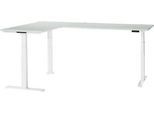Schäfer Shop Genius Winkelschreibtisch Modena Flex, elektrisch höhenverstellbar, 90° Winkel beidseitig, B 2000 x T 2000 mm, lichtgrau/weiß