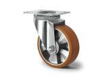 CASCOO Lenkrolle BAU5, mit Rad-ø 160 mm x B 50 mm, Aluminium-Felge, Polyurethan-Lauffläche, braun, Doppelkugellager, bis 600 kg