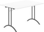 Schäfer Shop Select Klapptisch, Rechteck, Doppel-T-Fußgestell, Spezial-Klappbeschlag & Bodenausgleich, B 1200 x T 800 x H 720 mm, weiß/anthrazit