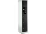 Verteilerschrank, mit Zentraltür, Abteilbreite innen 350 mm, Breite 350 mm, 5 Fächer, tiefschwarz