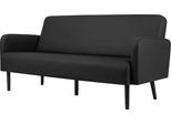 Dreisitzer Sofa meet by Paperflow LISBOA, desinfektionsmittelbeständiger Kunstlederbezug schwarz, Fußgestell schwarz, B 1760 x T 815 x H 830 mm
