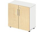 Schäfer Shop Select Schrank LOGIN, 2 Ordnerhöhen, B 800 x T 420 x H 788 mm, weiß/Ahorn Dekor