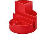 Stifteköcher MAUL MAULrundbox eco, 6 Fächer inkl. Zettel- & Brieffach, Ø 140 x H 125 mm, 90 % Recycling-Kunststoff, rot