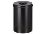 Abfallsammler, für den Innenbereich, Volumen 50 l, selbstlöschender Deckel, Ø 335 x H 625 mm, Stahl pulverbeschichtet, schwarz/schwarz