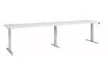 Schäfer Shop Select Schreibtisch ERGO-T 2.0 Big, elektr. höhenverstellbar, Rechteck, T-Fuß, B 3200 x T 800 x H 640-1300 mm, lichtgrau/weißalu