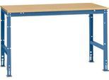Manuflex Arbeitstisch UNIVERSAL Standard, 1500 x 1000 mm, Multiplex natur, brillantblau