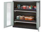 Chemikalienschrank Asecos CS-CLASSIC-G, Flügeltür m. Glasauschnitt, 2 Auszugswannen, 1055x520x1105 mm, lichtgrau