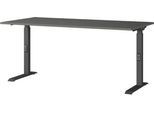 Schreibtisch Porto, mechanisch höheneinstellbar, C-Fuß, B 1600 x T 800 x H 680-910 mm, schwarz/graphit