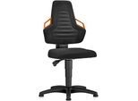 Arbeitsdrehstuhl, Gleiter, Stoff schwarz, Griffe orange