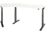 Schäfer Shop Select Winkelschreibtisch ERGO-T 2.0, elektrisch höhenverstellbar, 135° Winkel links, T-Fuß, B 2185 mm, weiß/anthrazit
