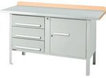 Kastenwerkbank Schäfer Shop Select PWi 150-4, Buche Multiplexplatte, mit Stahlabdeckung, bis 750 kg, B 1500 x T 700 x H 840 mm, Lichtgrau