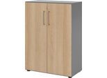 Schränke Breno, 3 OH, abschließbar, 28 kg je Boden, B 800 x T 420 x H 1100 mm, graphit/Eiche