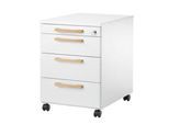 Schäfer Shop Select Rollcontainer Start Off Wood, 3 Schübe, Utensilienauszug, B 432 x T 580 x H 595 mm, Holz, weiß