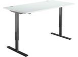 Schreibtisch Start Off, elektrisch höhenverstellbar, Rechteck, T-Fuß, B 1600 x T 800 x H 755-1255 mm, lichtgrau/schwarz