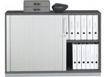 Querrollladenschrank Tetris Wood, 2 OH, abschließbar, mit Sockel, B 1200 x T 421 x H 800 mm, graphit