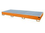 Bauer Regalwanne RW-GR 3600-3 PE, mit Gitterrost und PE-Einsatz, B 3262 x T 1312 x H 383 mm, bis 1000 l, Stahl lackiert, gelborange