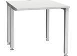 Schäfer Shop Genius Schreibtisch MODENA FLEX, 4-Fuß-Quadratrohr, verkürzte Seitenteile, B 800 mm, lichtgrau