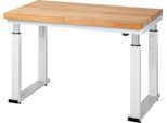 Arbeitstisch Serie adlatus 600, 1250 x 700 x 740-1140 mm, Buche-Massiv-Platte